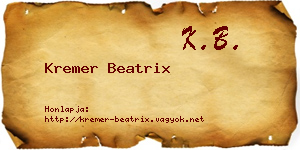 Kremer Beatrix névjegykártya